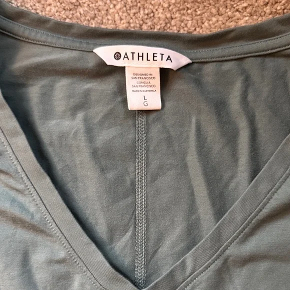 Athleta Teal V-Neck Long Sleeve Blouse - Picture 2 of 3